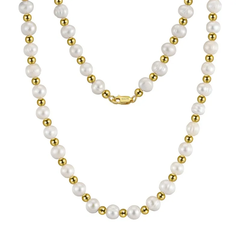 925 Sterling Silver Fresh Water Pearl Beads Necklace 80100068