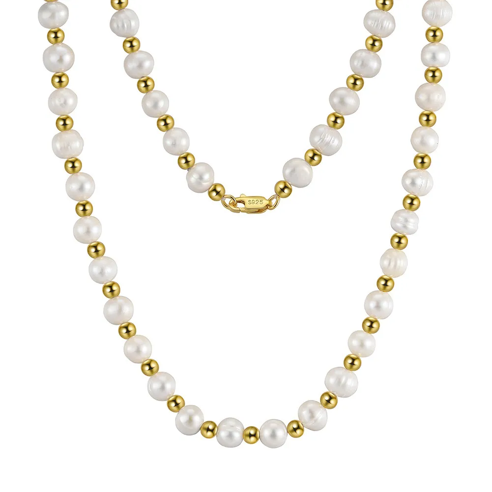 925 Sterling Silver Fresh Water Pearl Beads Necklace 80100068