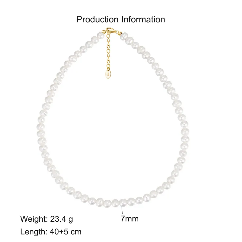 925 Sterling Silver Fresh Water Pearl Necklace 80100070 - image2