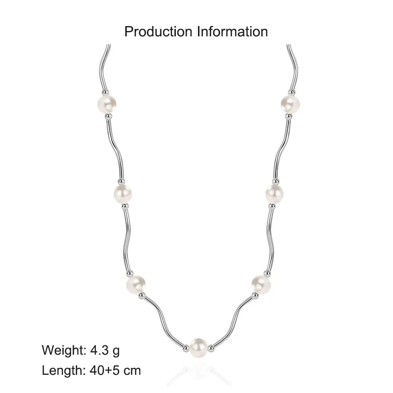 925 Sterling Silver Waved Tues Fresh Water Pearl Necklace 80100074 - image2