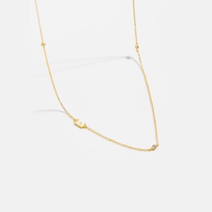 925 Sterling Silver Gold Tone Letters Zirconia Necklace 80100076
