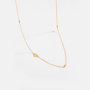 925 Sterling Silver Gold Tone Letters Zirconia Necklace 80100076