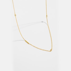 925 Sterling Silver Gold Tone Letters Zirconia Necklace 80100076