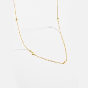 925 Sterling Silver Gold Tone Letters Zirconia Necklace 80100076