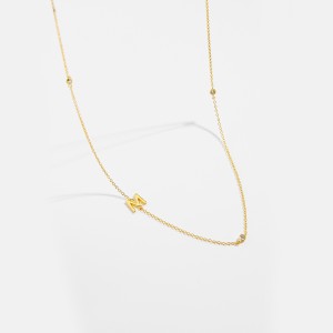 925 Sterling Silver Gold Tone Letters Zirconia Necklace 80100076