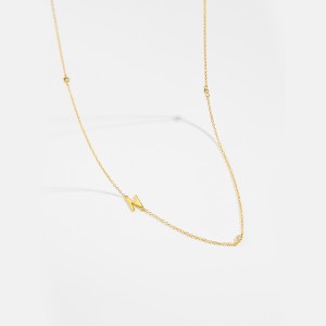 925 Sterling Silver Gold Tone Letters Zirconia Necklace 80100076