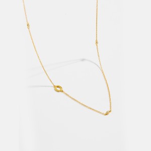 925 Sterling Silver Gold Tone Letters Zirconia Necklace 80100076