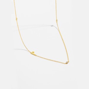 925 Sterling Silver Gold Tone Letters Zirconia Necklace 80100076