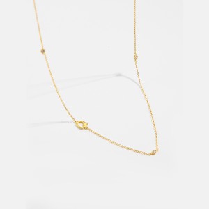 925 Sterling Silver Gold Tone Letters Zirconia Necklace 80100076