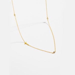 925 Sterling Silver Gold Tone Letters Zirconia Necklace 80100076