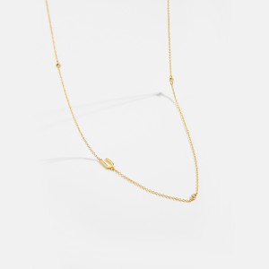 925 Sterling Silver Gold Tone Letters Zirconia Necklace 80100076