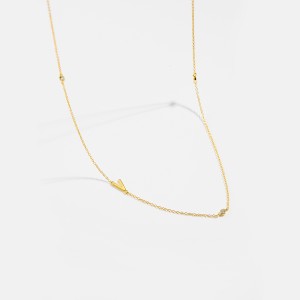 925 Sterling Silver Gold Tone Letters Zirconia Necklace 80100076