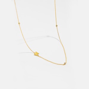 925 Sterling Silver Gold Tone Letters Zirconia Necklace 80100076