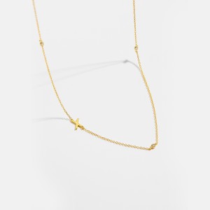 925 Sterling Silver Gold Tone Letters Zirconia Necklace 80100076