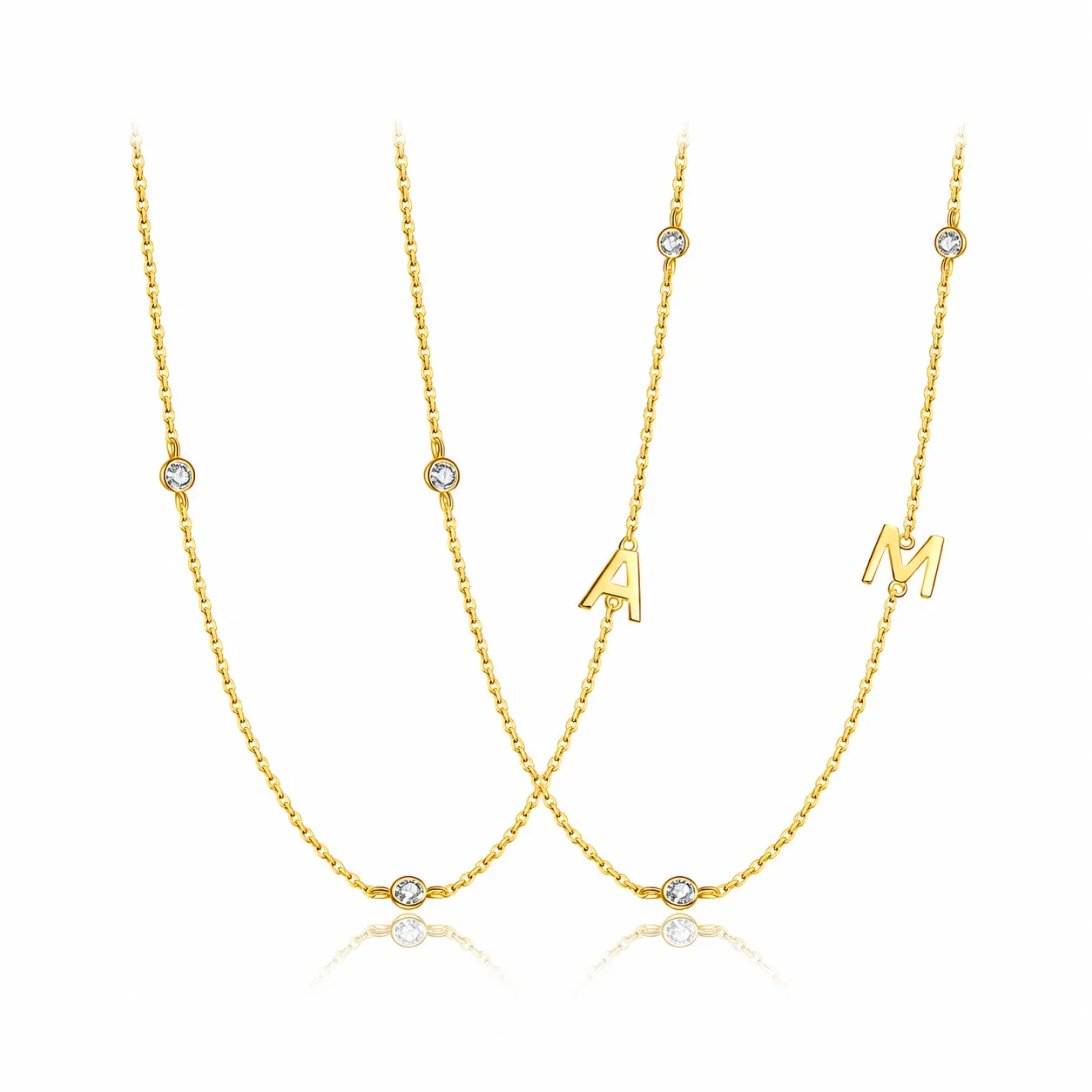 925 Sterling Silver Gold Tone Letters Zirconia Necklace 80100076 925 Sterling Silver Gold Tone Letters Zirconia Necklace 80100076