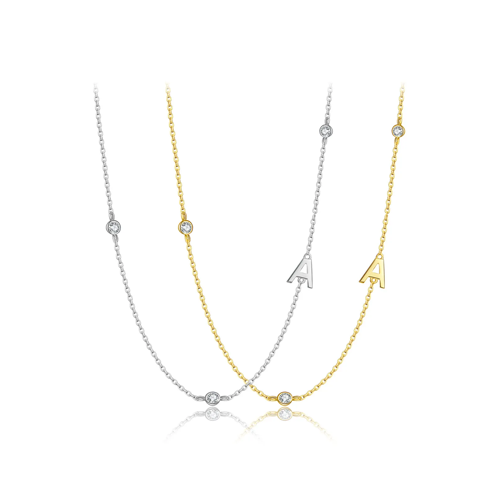 925 Sterling Silver Silver Tone Letters Zirconia Necklace 80100077 - image3