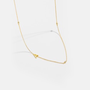 925 Sterling Silver Gold Tone Letters Zirconia Necklace 80100076