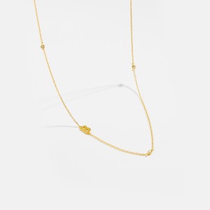 925 Sterling Silver Gold Tone Letters Zirconia Necklace 80100076