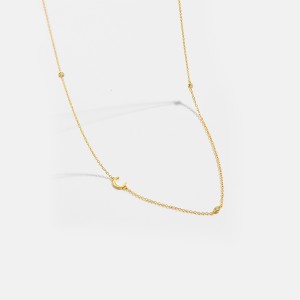 925 Sterling Silver Gold Tone Letters Zirconia Necklace 80100076