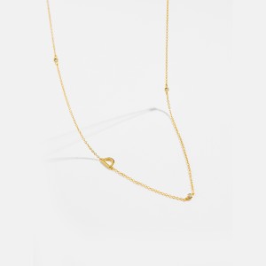 925 Sterling Silver Gold Tone Letters Zirconia Necklace 80100076