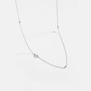 925 Sterling Silver Silver Tone Letters Zirconia Necklace 80100077