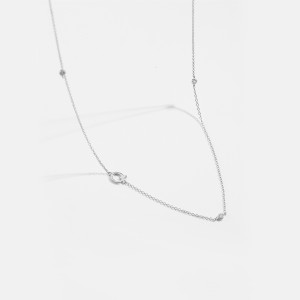 925 Sterling Silver Silver Tone Letters Zirconia Necklace 80100077