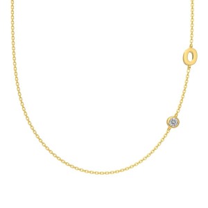 925 Sterling Silver Personalized Initial Alphabet Zircon Necklace 80100079