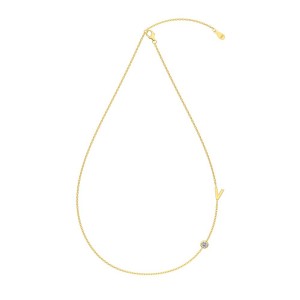 925 Sterling Silver Personalized Initial Alphabet Zircon Necklace 80100079