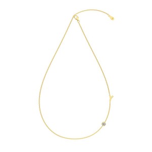 925 Sterling Silver Personalized Initial Alphabet Zircon Necklace 80100079