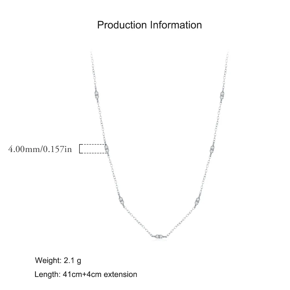925 Sterling Silver CZ Choker Collarbone Necklace 80100082 - image2