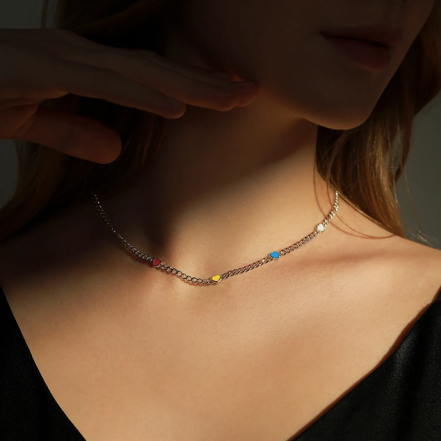 925 Sterling Silver Dopamine Heart Choker 80100084 - image1