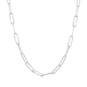 925 Sterling Silver Hammered Irregular Chain Necklace 80100085