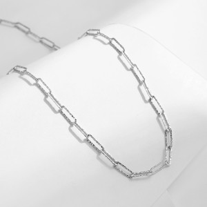 925 Sterling Silver Hammered Irregular Chain Necklace 80100085