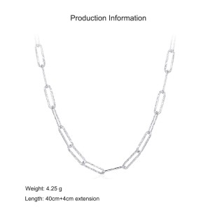 925 Sterling Silver Hammered Irregular Chain Necklace 80100085