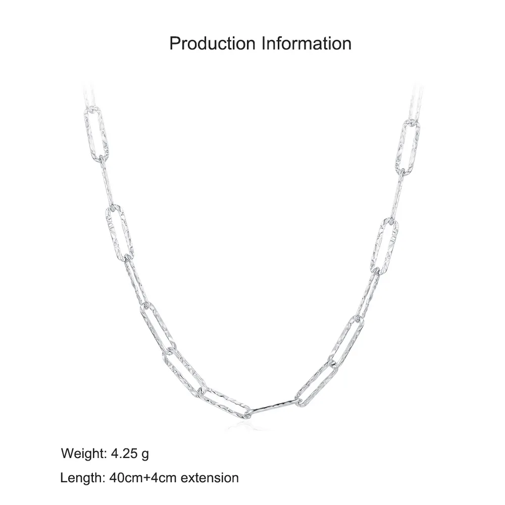 925 Sterling Silver Hammered Irregular Chain Necklace 80100085 - image2