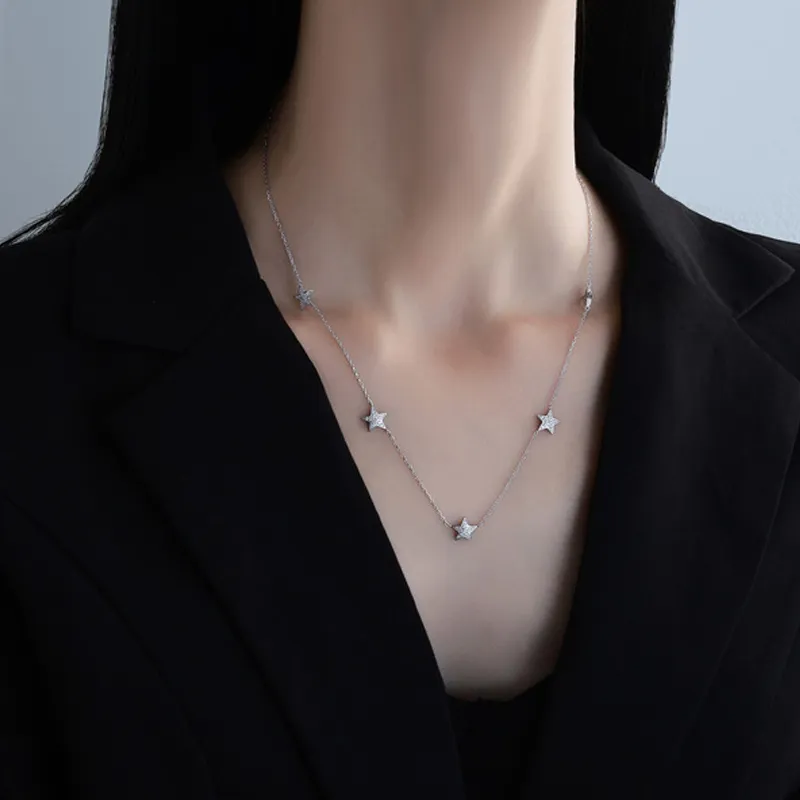 925 Sterling Silver Zircon Star Necklace 80100086 - image1