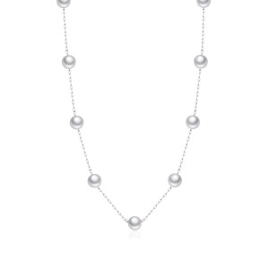 925 Sterling Silver Elegant Pearl Necklace 80100092
