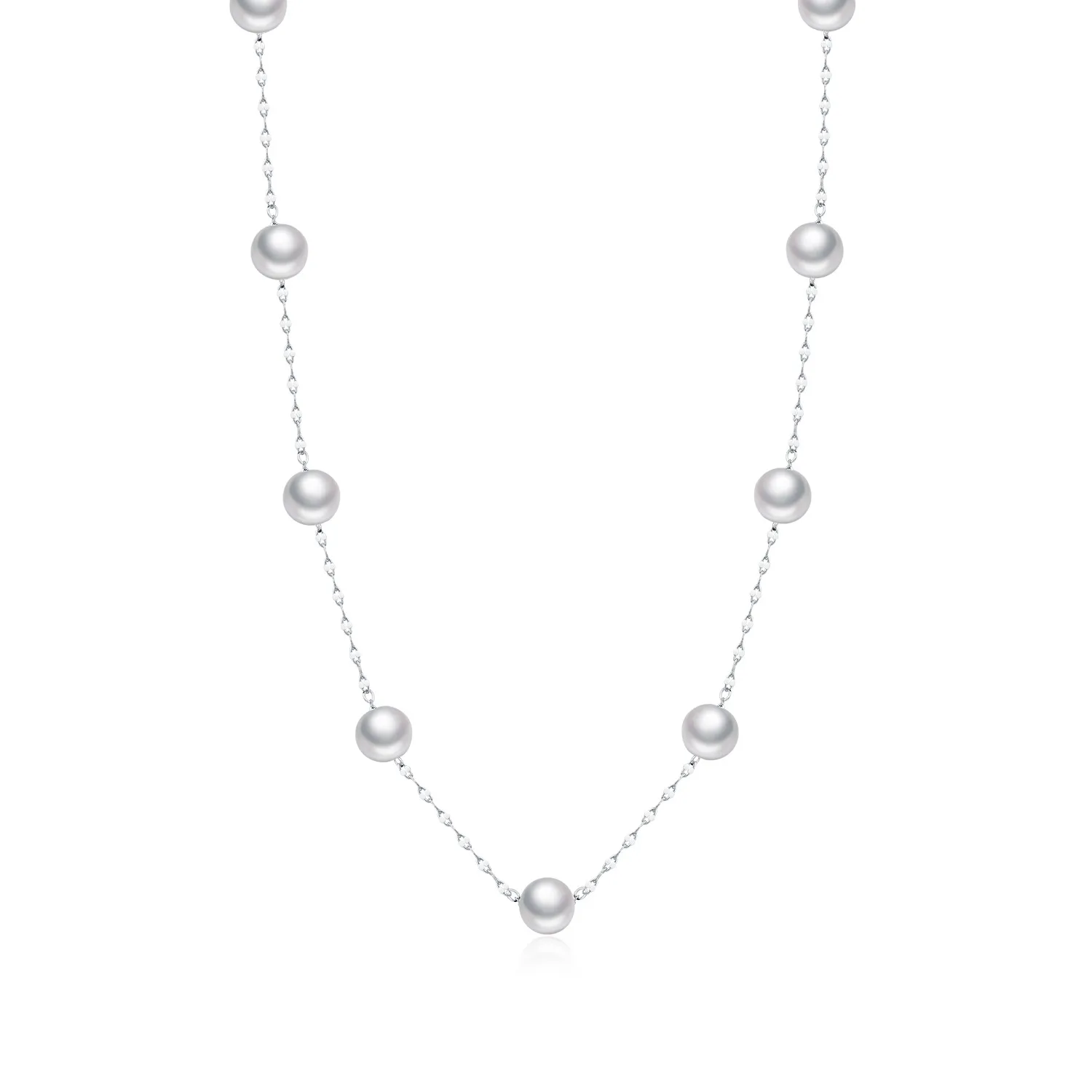 925 Sterling Silver Elegant Pearl Necklace 80100092