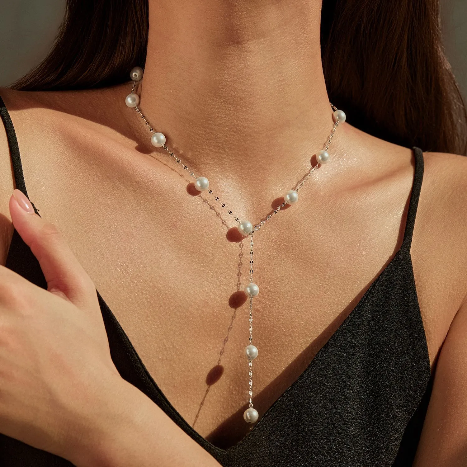 925 Sterling Silver Elegant Pearl Necklace 80100092 - image1