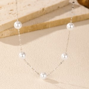 925 Sterling Silver Elegant Pearl Necklace 80100092
