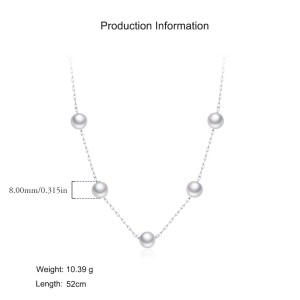 925 Sterling Silver Elegant Pearl Necklace 80100092