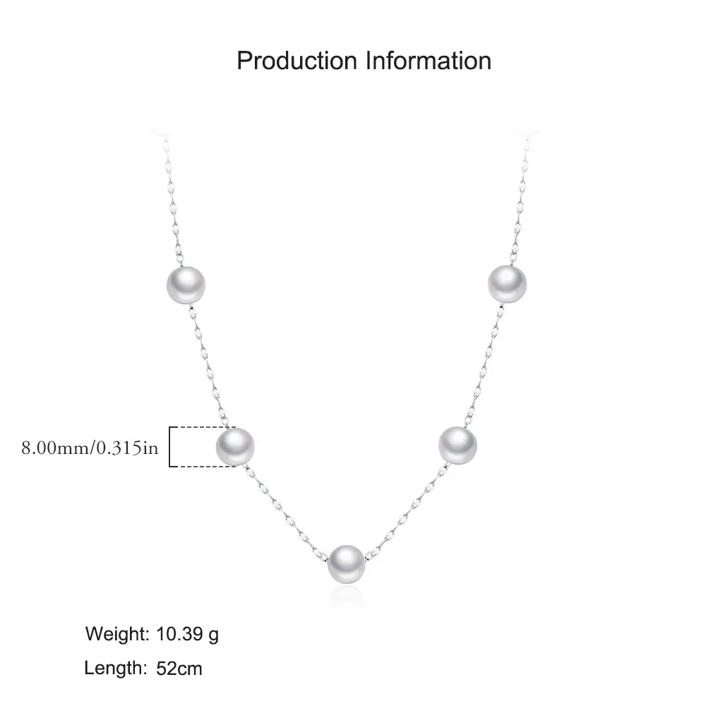 925 Sterling Silver Elegant Pearl Necklace 80100092 - image2
