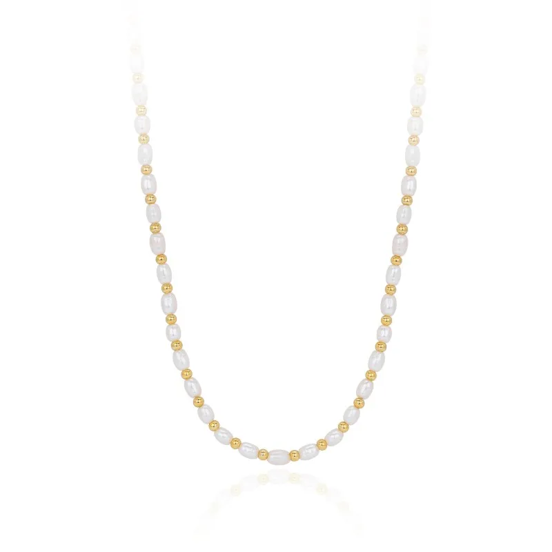 925 Sterling Silver Natural Fresh Water Pearl Necklace 80100093