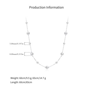 925 Sterling Silver 60cm/90cm Long Pearl Station Necklace 80100095 925 Sterling Silver 60cm/90cm Long Pearl Station Necklace 80100095