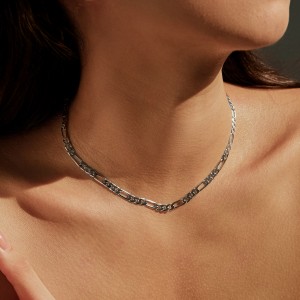 925 Sterling Silver 4.8mm Figaro Link Chain Necklace 80100096