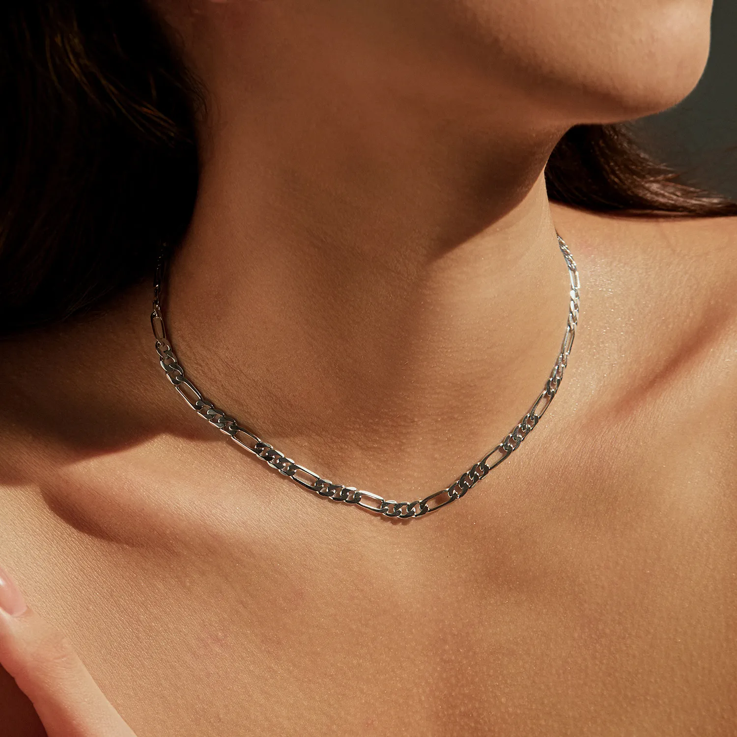 925 Sterling Silver 4.8mm Figaro Link Chain Necklace 80100096 - image1