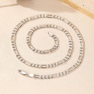 925 Sterling Silver 4.8mm Figaro Link Chain Necklace 80100096