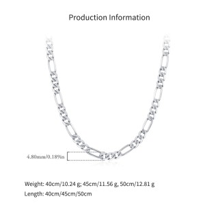 925 Sterling Silver 4.8mm Figaro Link Chain Necklace 80100096