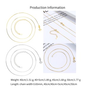 925 Sterling Silver 0.65mm 8-Sided Faceted Snake Chain 80100097