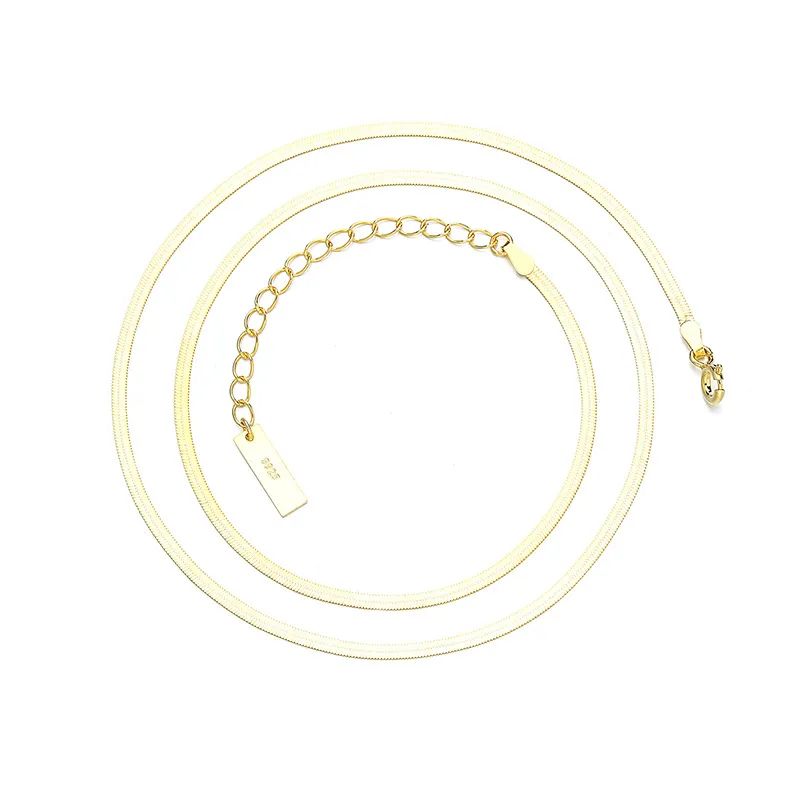 925 Sterling Silver 2mm Flat Snake Chain Necklace 80100098